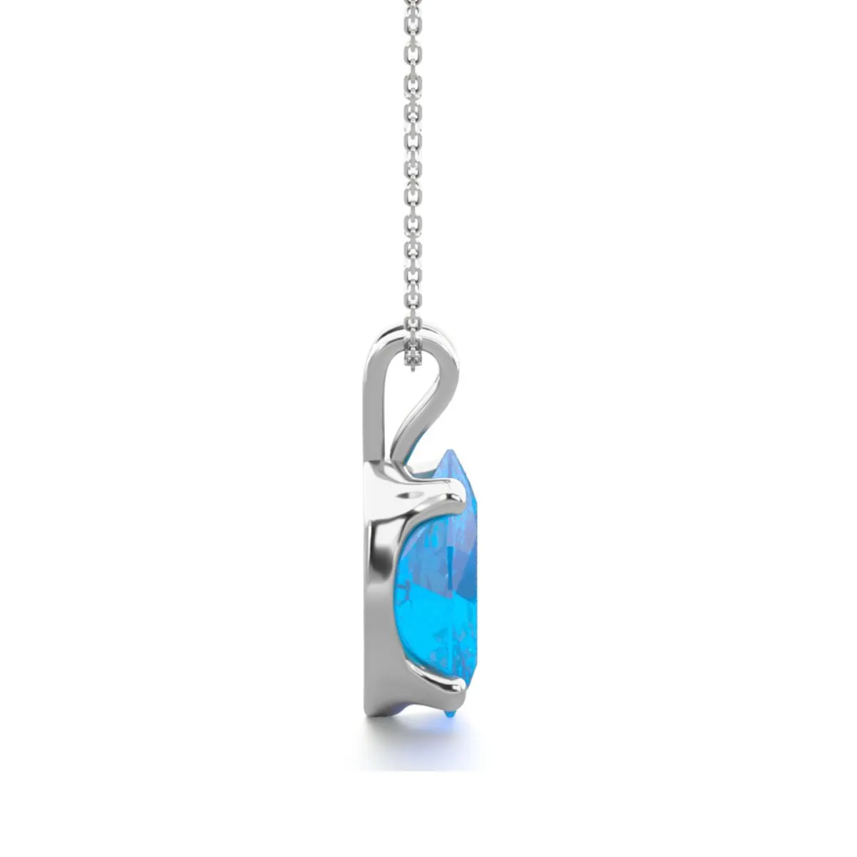 1 Carat Oval Shape Topaz Necklace In Sterling Silver, 18 Inches