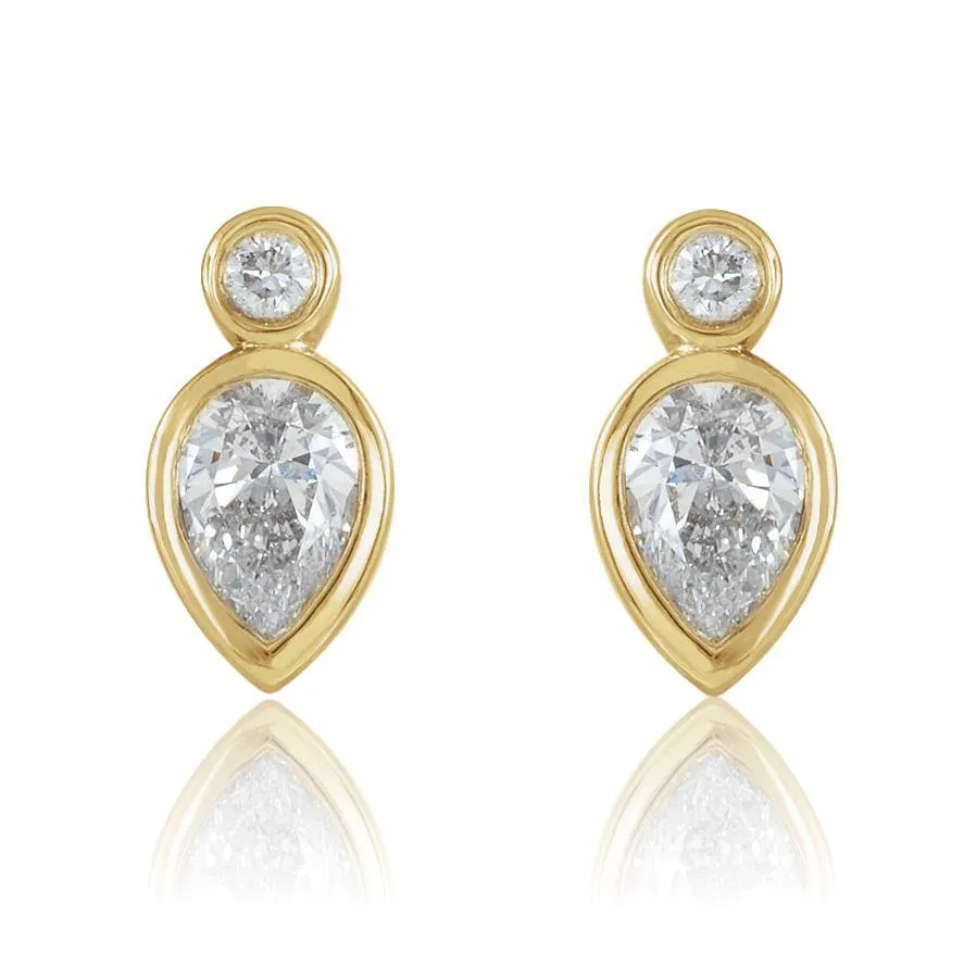 1/3 CTW Pear Diamond Bezel Set Stud Earrings