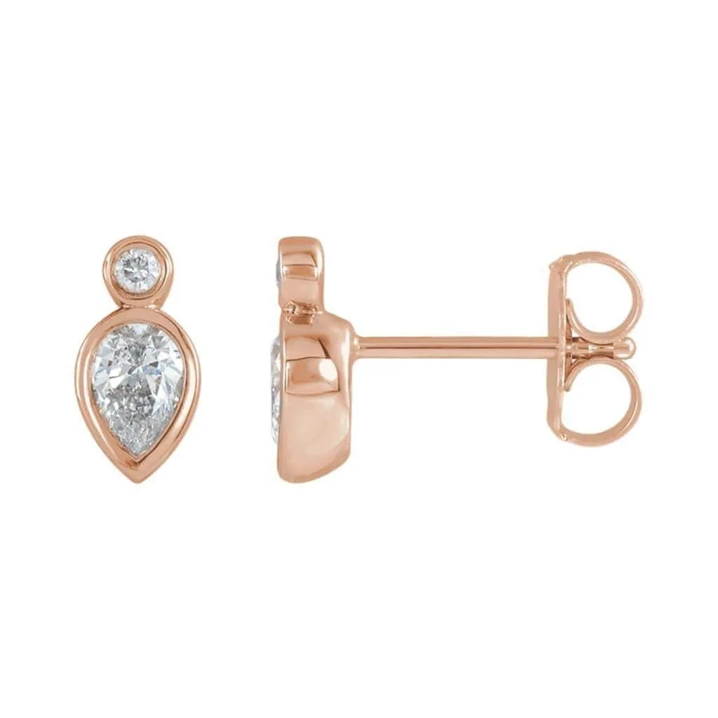 1/3 CTW Pear Diamond Bezel Set Stud Earrings