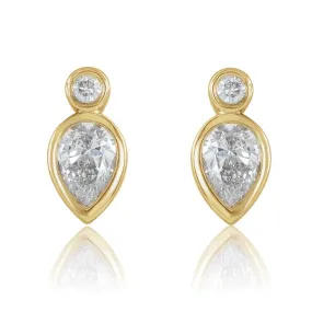 1/3 CTW Pear Diamond Bezel Set Stud Earrings