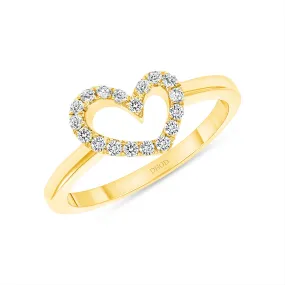 14K Gold Diamond Open Heart Ring