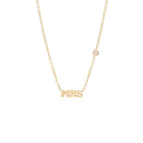 14k Itty Bitty MRS Necklace with Floating Diamond