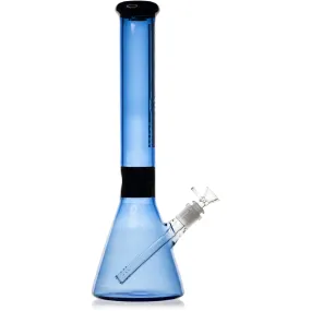 15 Sky Blue Black Collared Beaker Bong, by Diamond Glass