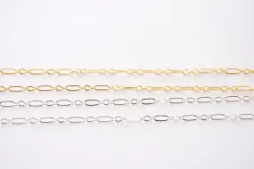 1.5mm Oval Long and Short Flat Chain l Wholesale Jewelry Findings l Permanent Jewelry Gold Filled Sterling Silver