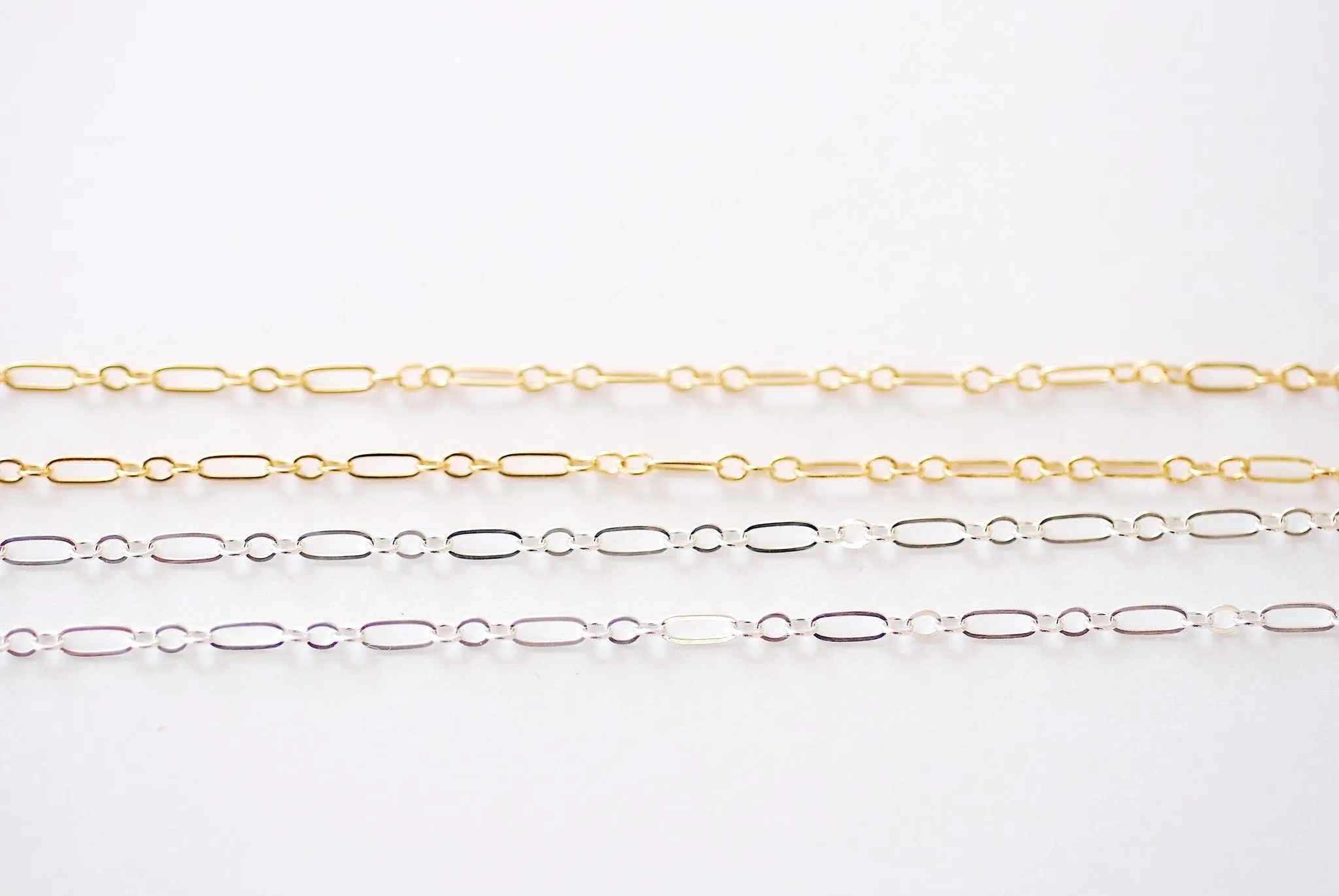 1.5mm Oval Long and Short Flat Chain l Wholesale Jewelry Findings l Permanent Jewelry Gold Filled Sterling Silver