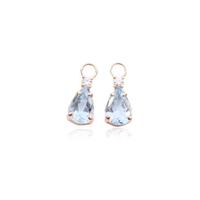 18K ROSE GOLD TEARDROP AQUAMARINE AND DIAMOND EARRING CHARMS