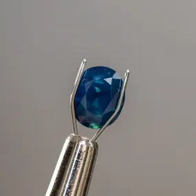 2.15CT NIGERIAN OVAL SAPPHIRE, SILKY TEAL BLUE, 8.31X6.96X4.64MM, UNTREATED