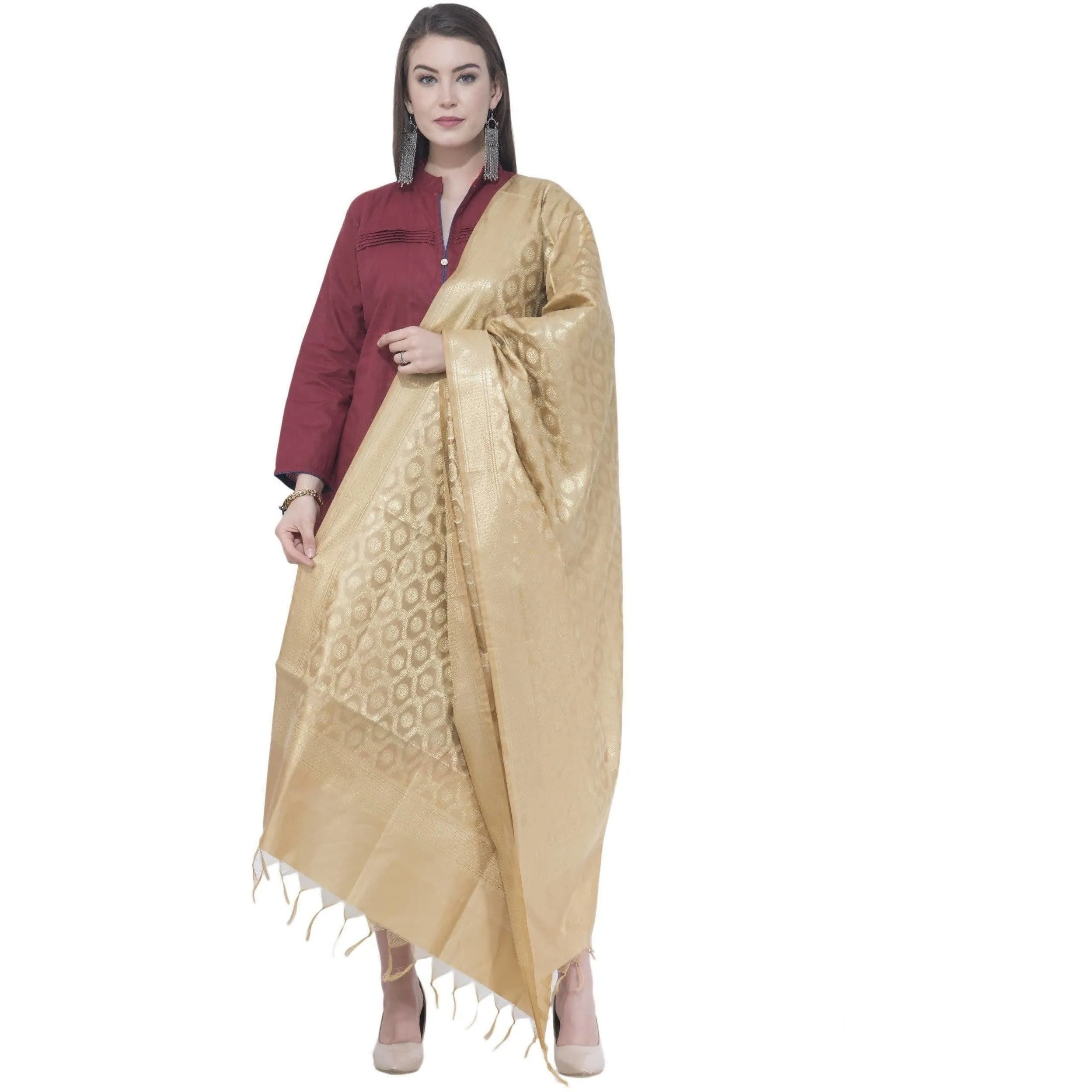 A R Silk Golden Color VNS Pastle Chanderi Cotton Dupattas and Chunnis