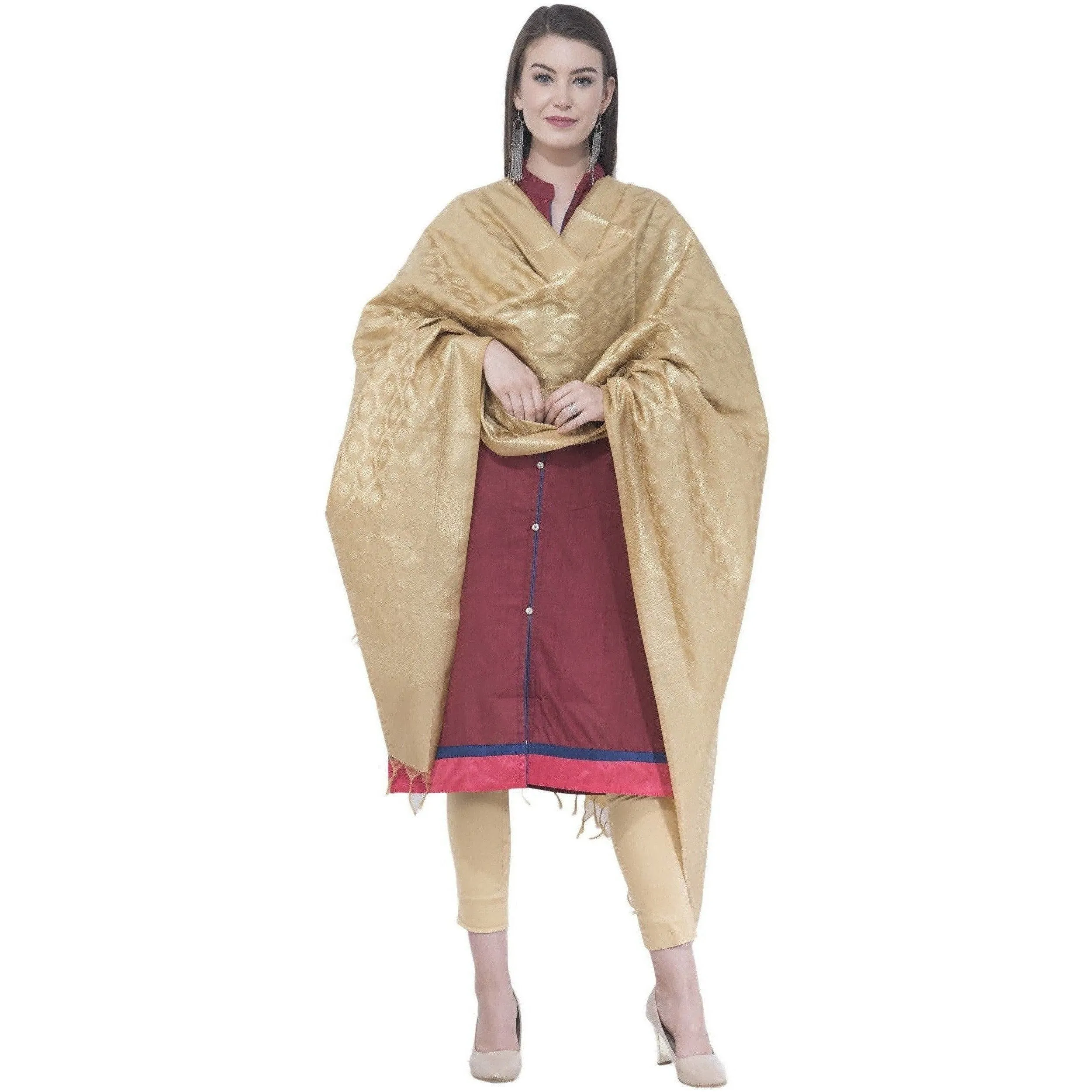 A R Silk Golden Color VNS Pastle Chanderi Cotton Dupattas and Chunnis