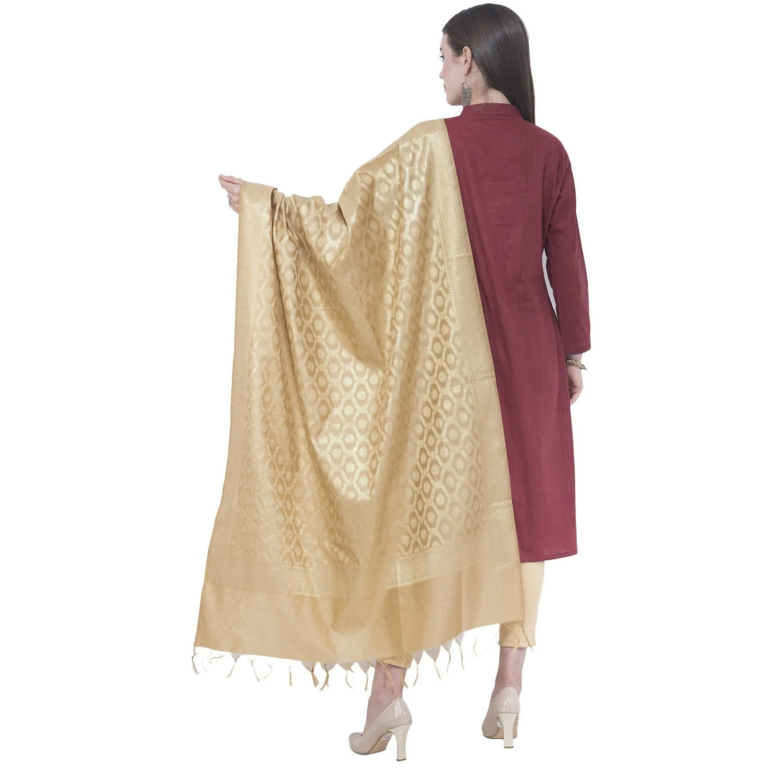 A R Silk Golden Color VNS Pastle Chanderi Cotton Dupattas and Chunnis