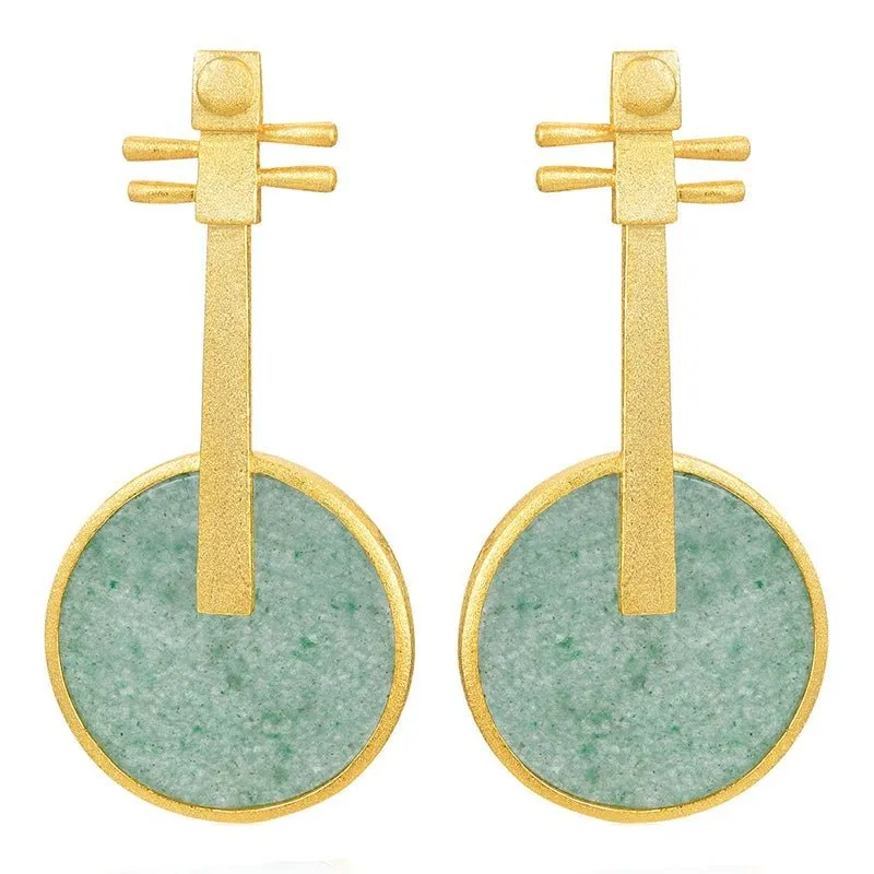 Aventurine Banjo - Dangle Earrings