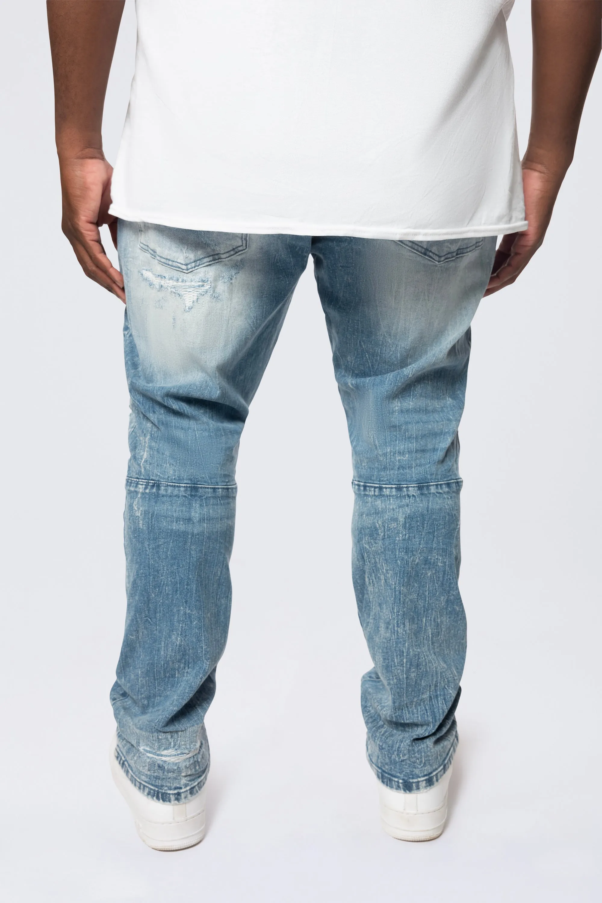 Big and Tall - Distressed Rip & Repair Jean - Lowell Blue