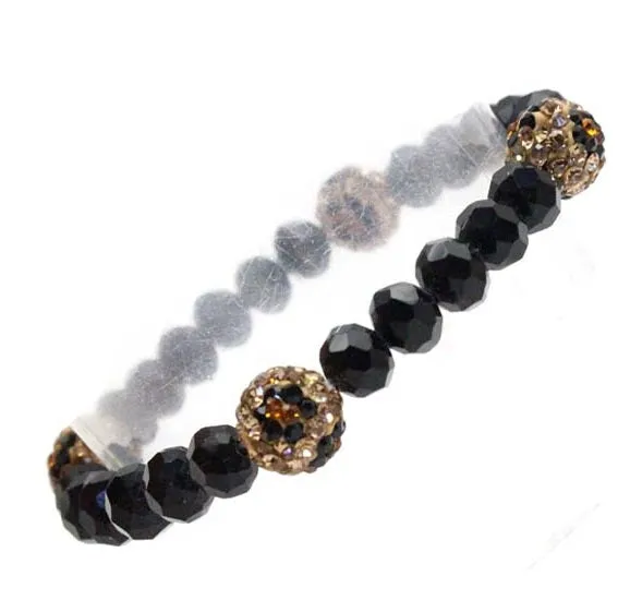 Black & Bling Leopard Crystal Stretch Bracelet