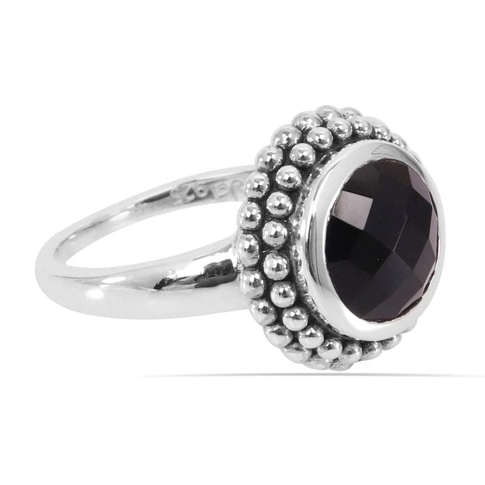 Black Onyx Ring Sterling Silver Ring Silver Solitaire Ring Black Onyx Gemstone 10X10mm Ring Gift For Mom