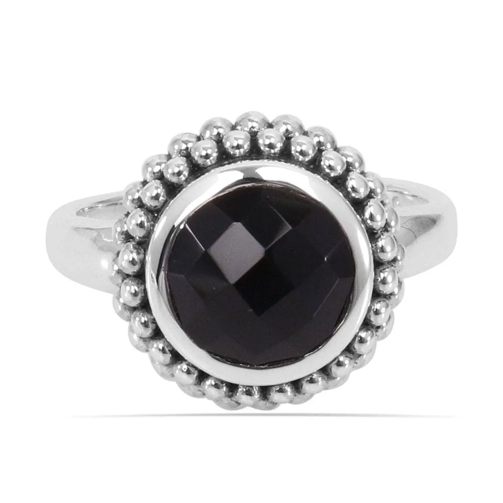 Black Onyx Ring Sterling Silver Ring Silver Solitaire Ring Black Onyx Gemstone 10X10mm Ring Gift For Mom