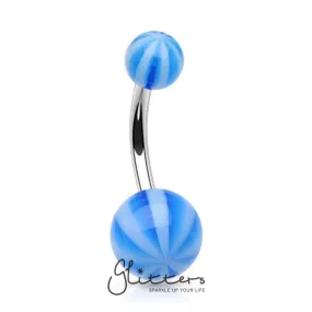 Blue Acrylic Candy Balls Belly Button Ring