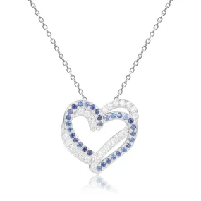 Blue Sapphire Open Heart Necklace