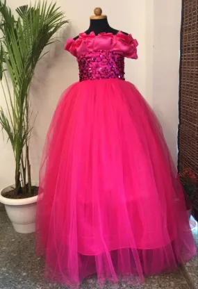 Blushing Shimmer Ruffled Ball Gown