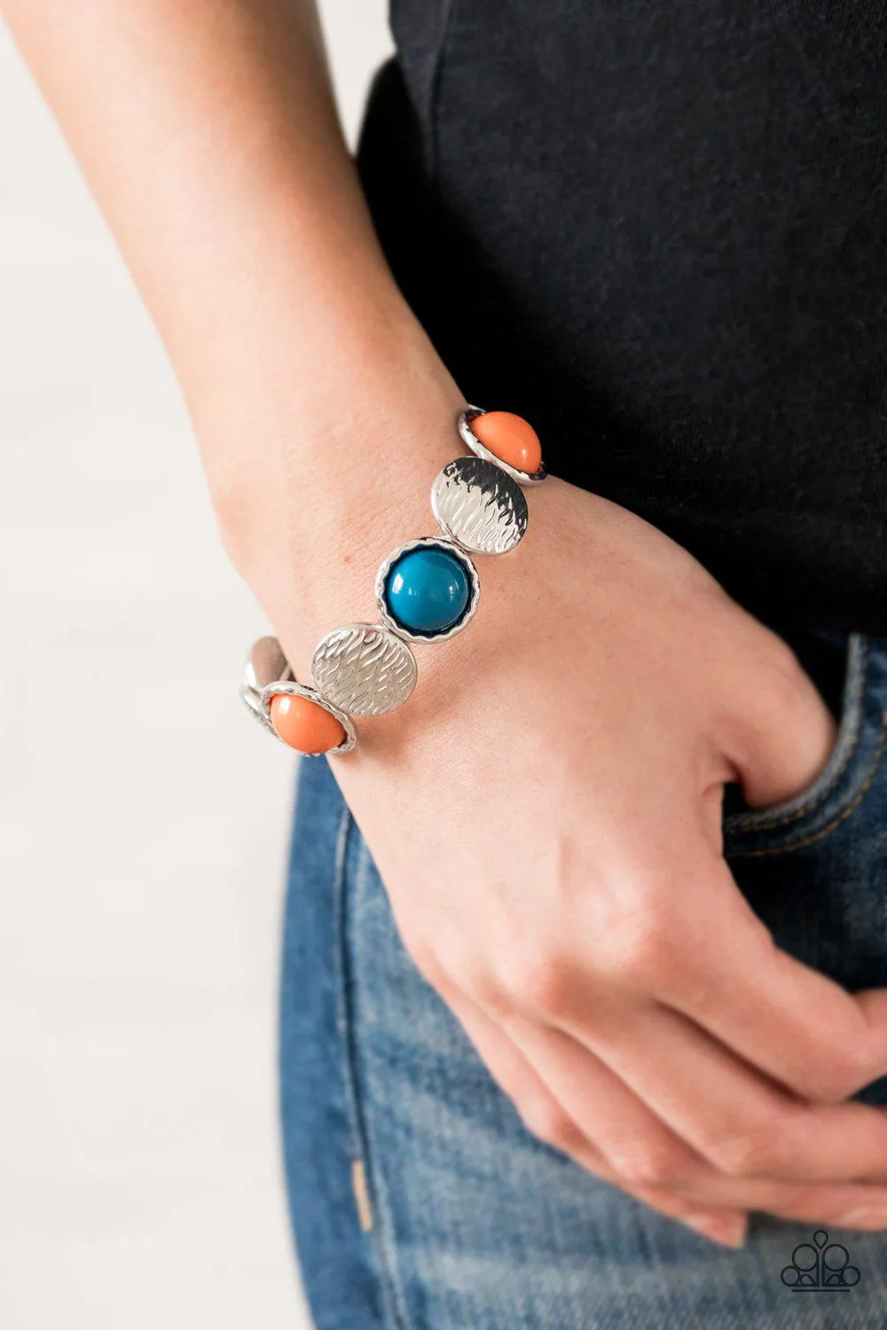 Boardwalk Boho Multi-color Blue and Orange Bracelet - Paparazzi Accessories