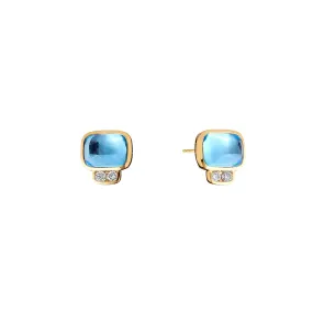 Candy Blue Topaz & Diamond Studs