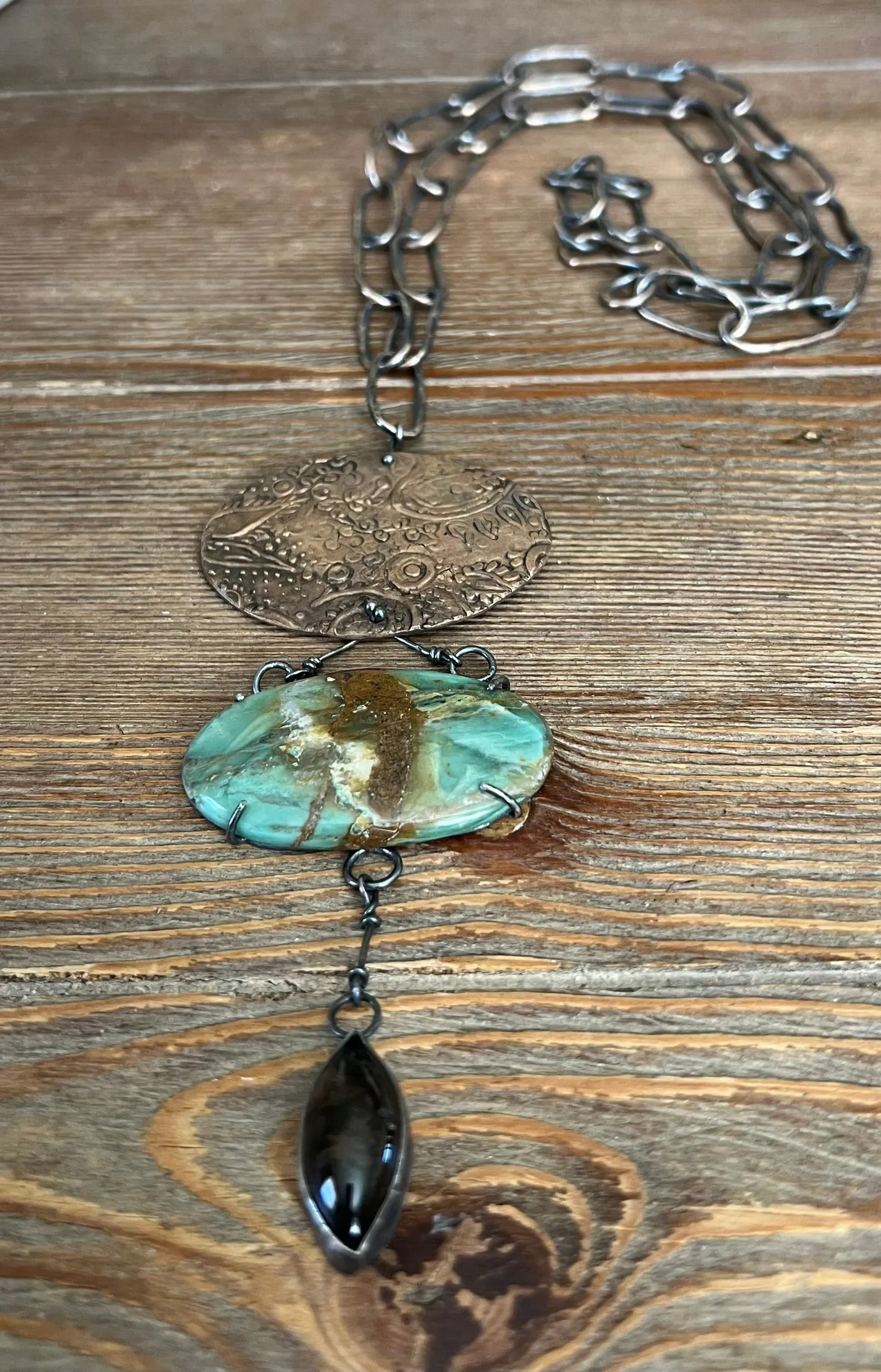 Chrysoprase and Smoky Quart Necklace