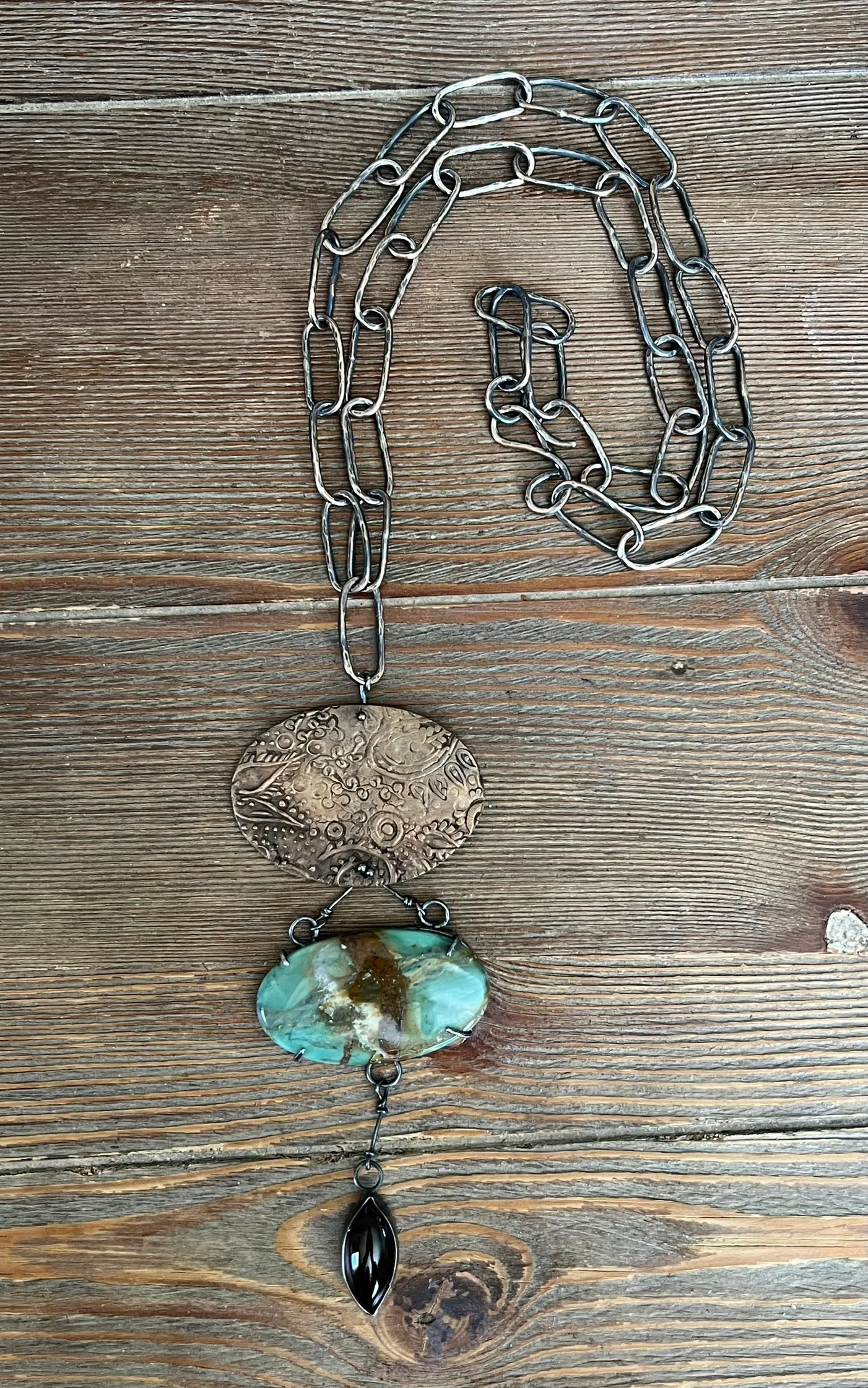 Chrysoprase and Smoky Quart Necklace