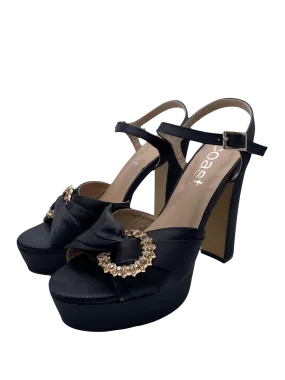 Coast Black Embellished Buckle Platform Sandal UK 5 EU 38 👠