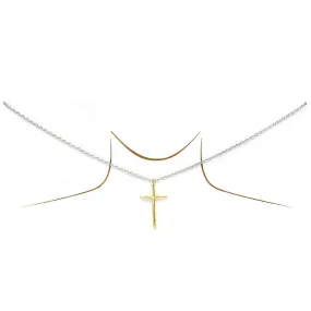 Cross Pendant Gold Dipped Short Chain Necklace