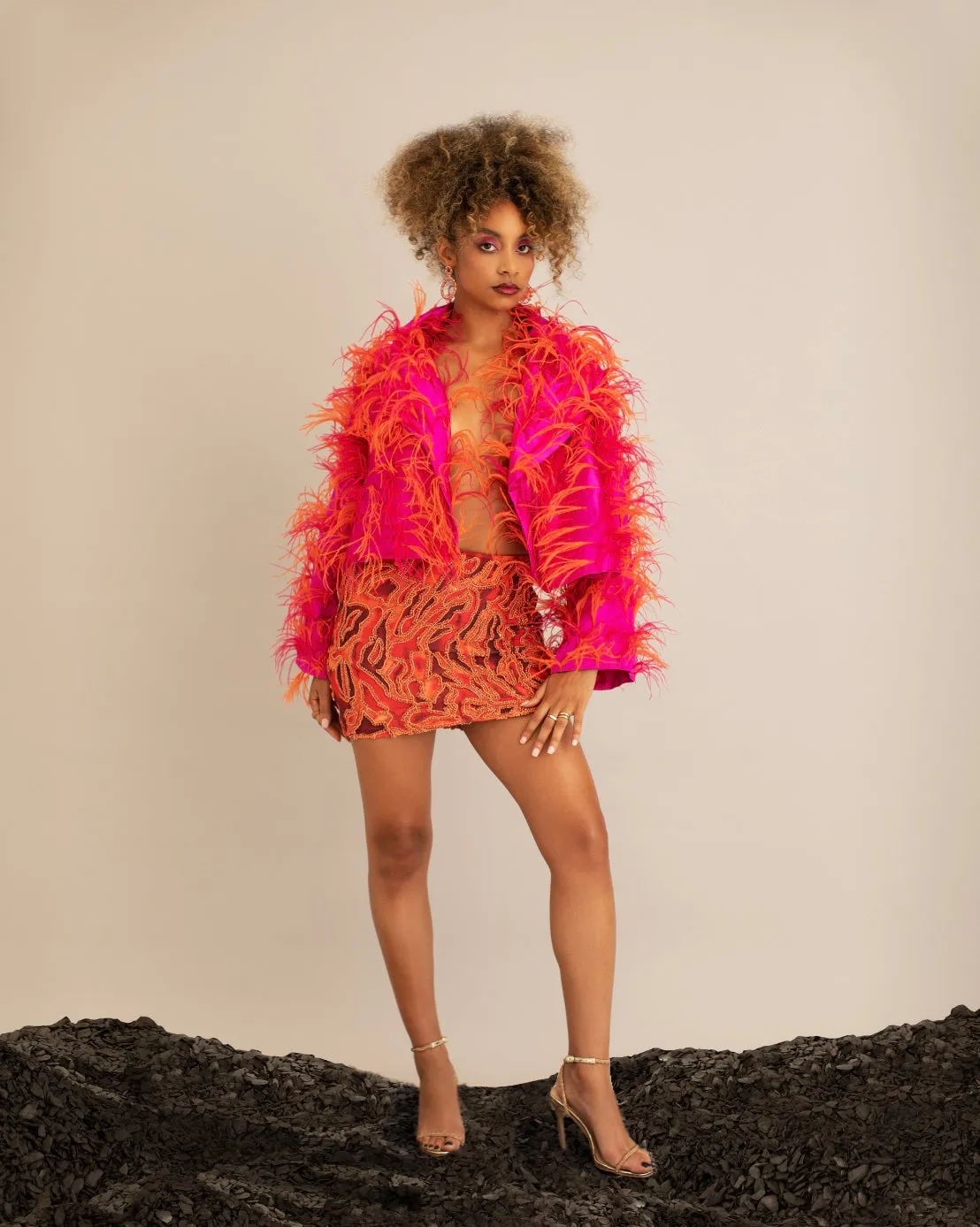 Dami Feather Cropped Jacket