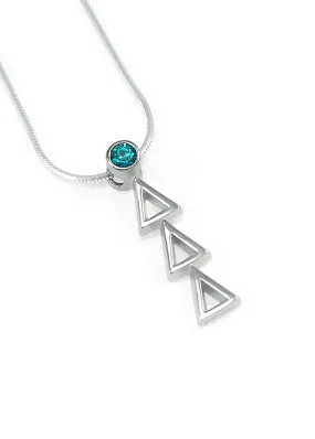 Delta Delta Delta Sterling Silver Lavaliere with Cerulean Colored CZ Crystal