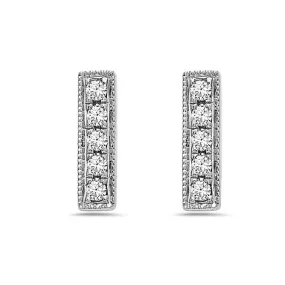 Diamond Bar Stud Earrings