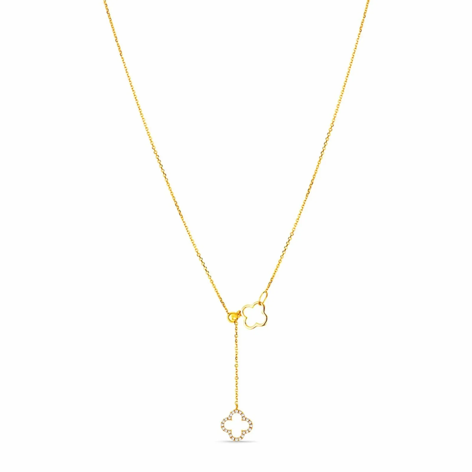 Diamond Clover Lariat Bolo Necklace