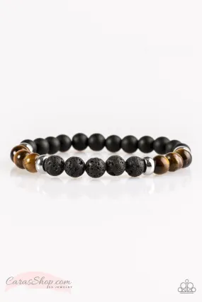 Easygoing Brown Tiger Eye and Black Lava Stone Stretch Bracelet - Paparazzi Accessories