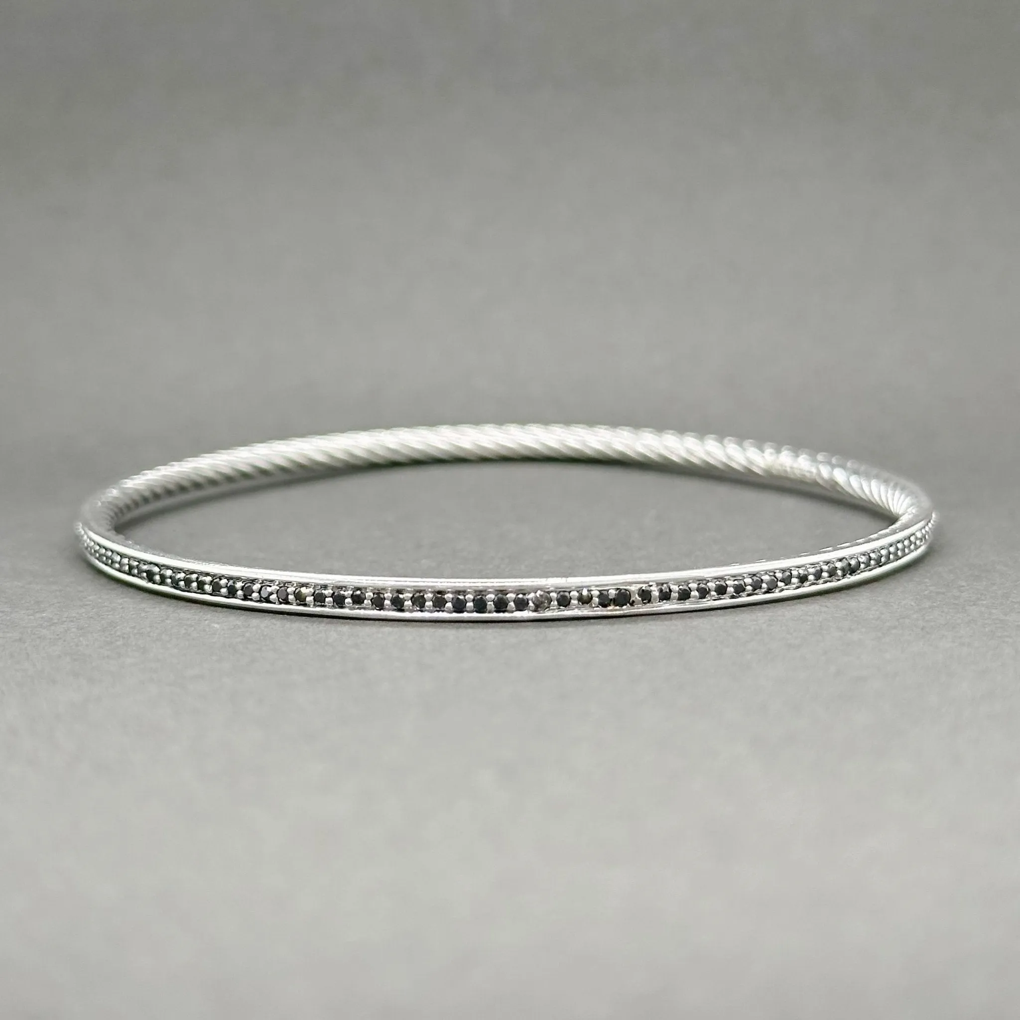 Estate David Yurman SS Black Diamond Bangle Bracelet