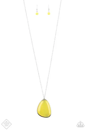 Ethereal Experience Yellow Cat's Eye Pendant Necklace - Paparazzi Accessories