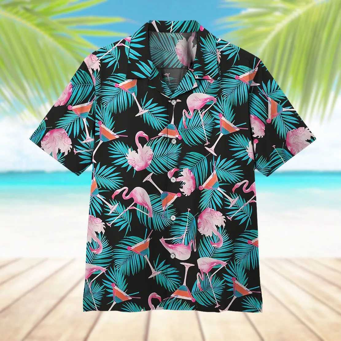 Gearhuman 3D Martini Flamingo Hawaii Shirt