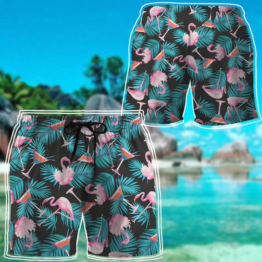 Gearhuman 3D Martini Flamingo Hawaii Shirt