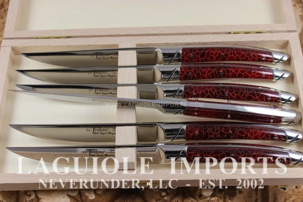 GOYON CHAZEAU 6PC THIERS STEAK KNIFE SET | FAUX CORAL HANDLES