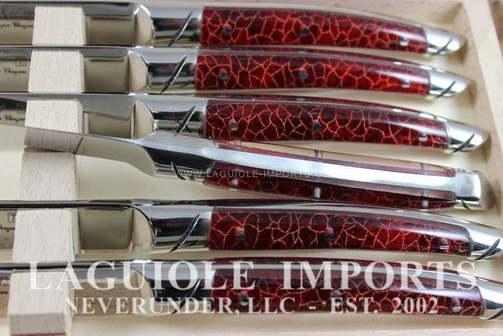 GOYON CHAZEAU 6PC THIERS STEAK KNIFE SET | FAUX CORAL HANDLES