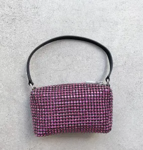 Heiress Rhinestone Pouch, Fuschia Pink