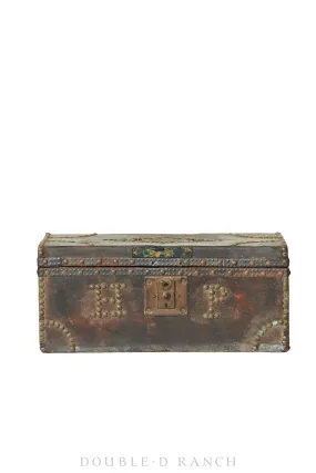 Home, Furniture, Trunk, Stagecoach, Hide Covered, Studded, Vintage 19th Century, 242