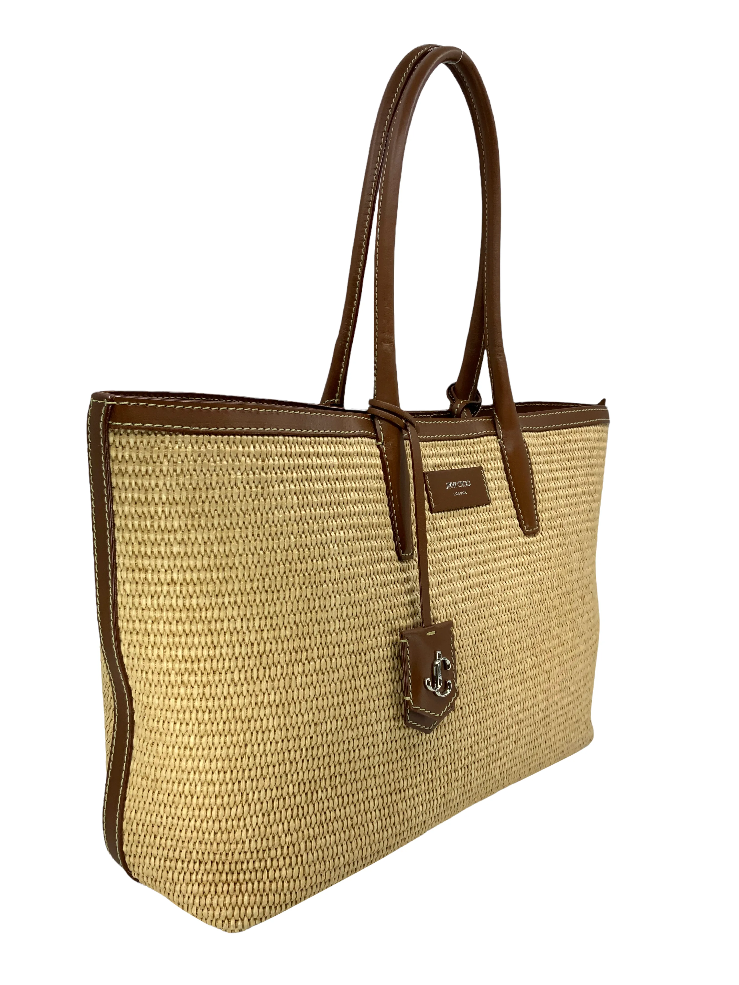 Jimmy Choo Nine2Five Raffia & Leather Tote