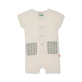 Linen Gingham Pocket Baby Romper