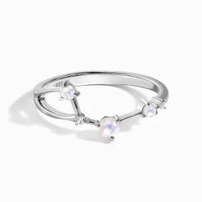 Moonstone Ring - Aries Zodiac Constellation