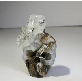 Natural crystal, quartz cluster, mineral specimen, hand carved, skull