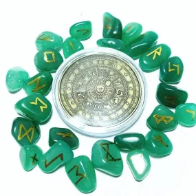 Natural Green Aventurine Crystal Rune Irregular Stones