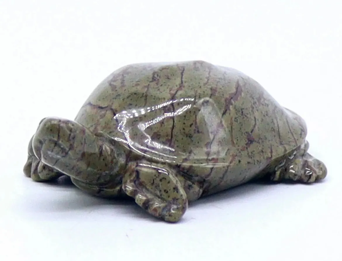 Natural Serpentine Carved Crystal Turtle Figurine