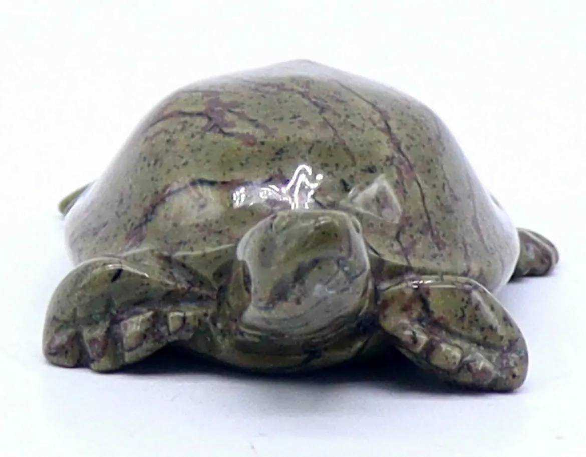 Natural Serpentine Carved Crystal Turtle Figurine