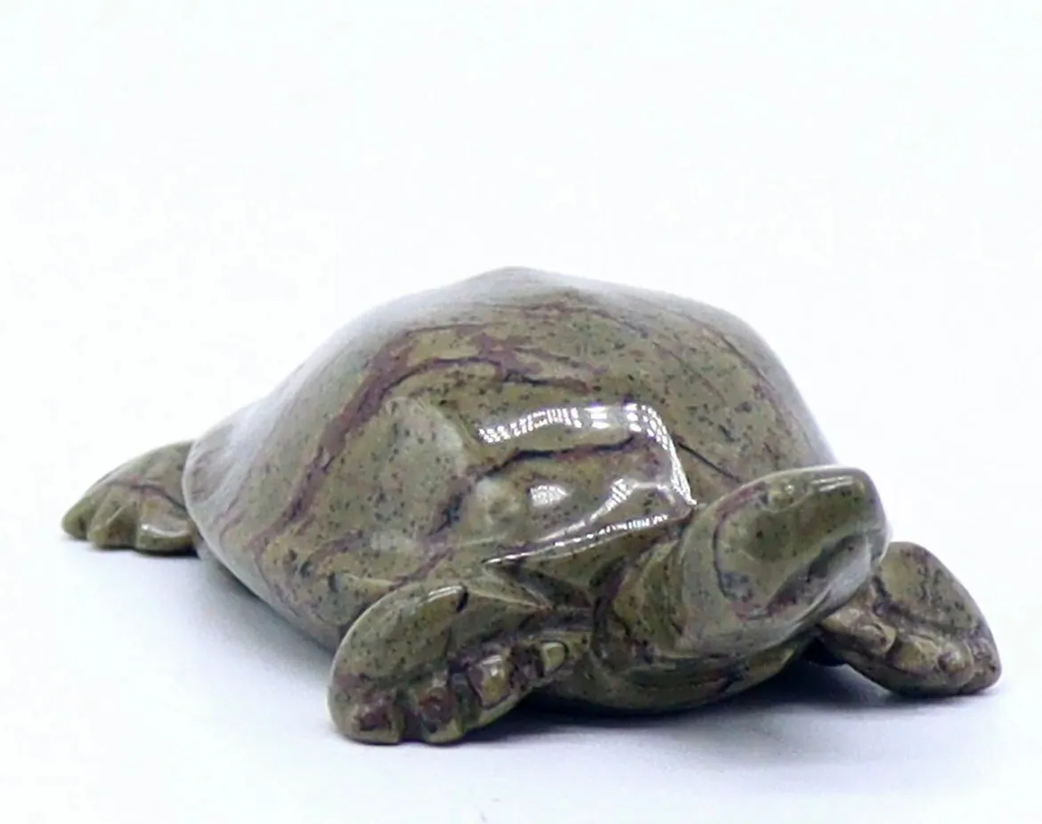 Natural Serpentine Carved Crystal Turtle Figurine