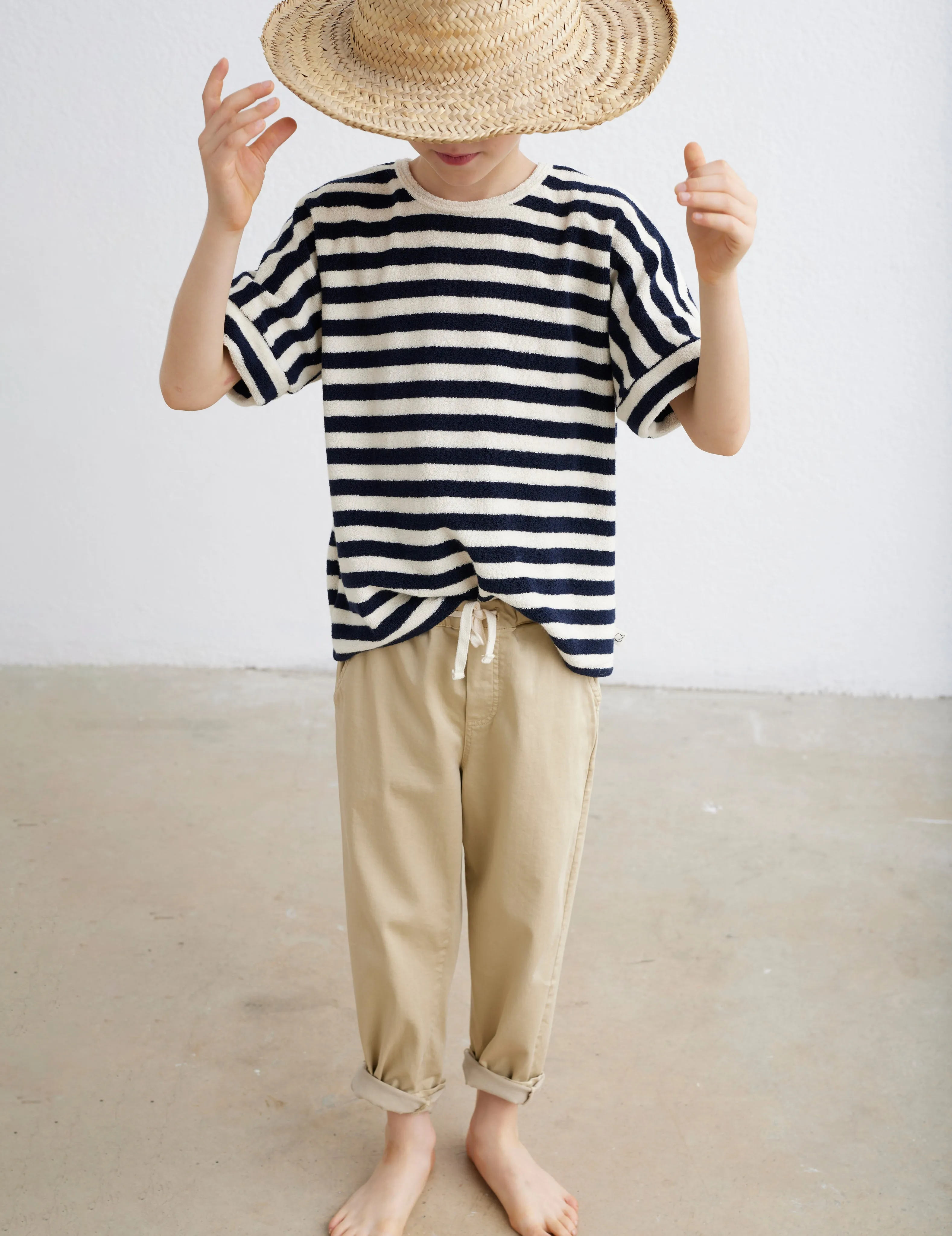 Navy Stripes Towelling T-Shirt